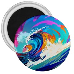 Tsunami Waves Ocean Sea Nautical Nature Water Art 3  Magnets by Jancukart