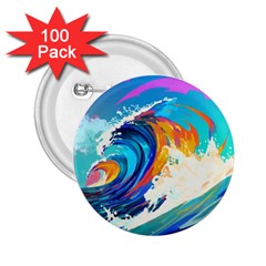 Tsunami Waves Ocean Sea Nautical Nature Water Art 2 25  Buttons (100 Pack)  by Jancukart