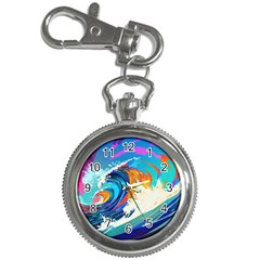 Tsunami Waves Ocean Sea Nautical Nature Water Art Key Chain Watches by Jancukart