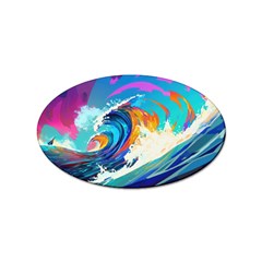 Tsunami Waves Ocean Sea Nautical Nature Water Art Sticker Oval (100 Pack) by Jancukart