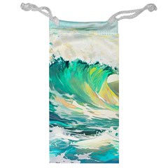 Waves Ocean Sea Tsunami Nautical 90 Jewelry Bag by Jancukart