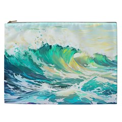 Waves Ocean Sea Tsunami Nautical 90 Cosmetic Bag (xxl) by Jancukart