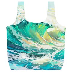 Waves Ocean Sea Tsunami Nautical 90 Full Print Recycle Bag (xl) by Jancukart