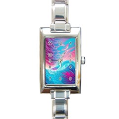 Tsunami Waves Ocean Sea Nautical Nature Water 6 Rectangle Italian Charm Watch by Jancukart