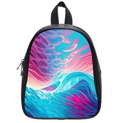 Tsunami Waves Ocean Sea Nautical Nature Water 6 School Bag (small) by Jancukart