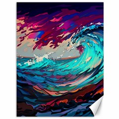 Tsunami Waves Ocean Sea Nautical Nature Water Painting Canvas 36  X 48  by Jancukart