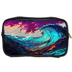 Tsunami Waves Ocean Sea Nautical Nature Water Painting Toiletries Bag (two Sides) by Jancukart