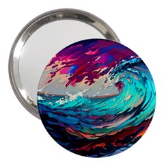 Tsunami Waves Ocean Sea Nautical Nature Water Painting 3  Handbag Mirrors by Jancukart