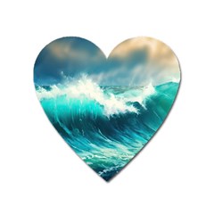 Waves Ocean Sea Tsunami Nautical Blue Heart Magnet by Jancukart