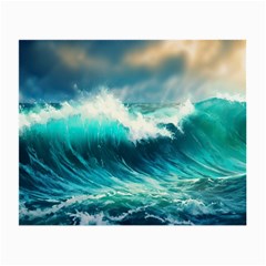 Waves Ocean Sea Tsunami Nautical Blue Small Glasses Cloth by Jancukart