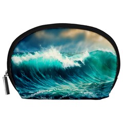 Waves Ocean Sea Tsunami Nautical Blue Accessory Pouch (large) by Jancukart