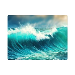 Waves Ocean Sea Tsunami Nautical Blue Premium Plush Fleece Blanket (mini) by Jancukart