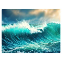 Waves Ocean Sea Tsunami Nautical Blue Premium Plush Fleece Blanket (extra Small) by Jancukart