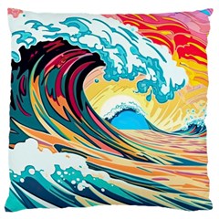 Waves Ocean Sea Tsunami Nautical 8 Large Cushion Case (one Side) by Jancukart