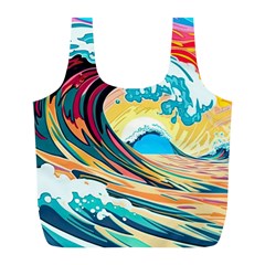 Waves Ocean Sea Tsunami Nautical 8 Full Print Recycle Bag (l) by Jancukart