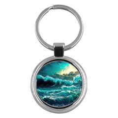 Tsunami Waves Ocean Sea Nautical Nature Water 5 Key Chain (round) by Jancukart