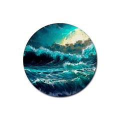 Tsunami Waves Ocean Sea Nautical Nature Water 5 Rubber Coaster (round) by Jancukart