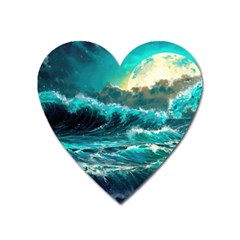 Tsunami Waves Ocean Sea Nautical Nature Water 5 Heart Magnet by Jancukart