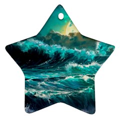 Tsunami Waves Ocean Sea Nautical Nature Water 5 Star Ornament (two Sides) by Jancukart