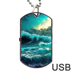 Tsunami Waves Ocean Sea Nautical Nature Water 5 Dog Tag Usb Flash (one Side) by Jancukart