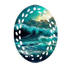 Tsunami Waves Ocean Sea Nautical Nature Water 5 Oval Filigree Ornament (two Sides) by Jancukart