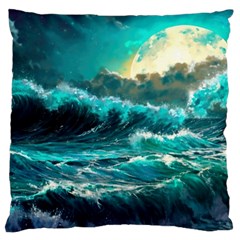 Tsunami Waves Ocean Sea Nautical Nature Water 5 Standard Premium Plush Fleece Cushion Case (one Side) by Jancukart