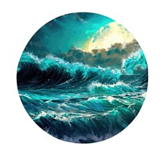 Tsunami Waves Ocean Sea Nautical Nature Water 5 Mini Round Pill Box (pack Of 5) by Jancukart