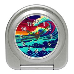 Tsunami Waves Ocean Sea Nautical Nature Water 9 Travel Alarm Clock by Jancukart