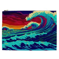 Tsunami Waves Ocean Sea Nautical Nature Water 9 Cosmetic Bag (xxl) by Jancukart