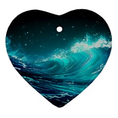 Tsunami Waves Ocean Sea Nautical Nature Water 7 Ornament (heart)