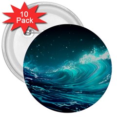 Tsunami Waves Ocean Sea Nautical Nature Water 7 3  Buttons (10 Pack)  by Jancukart