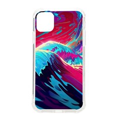 Tsunami Waves Ocean Sea Nautical Nature Water Blue Pink Iphone 11 Tpu Uv Print Case by Jancukart