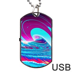 Tsunami Waves Ocean Sea Nautical Nature Water 3 Dog Tag Usb Flash (one Side) by Jancukart