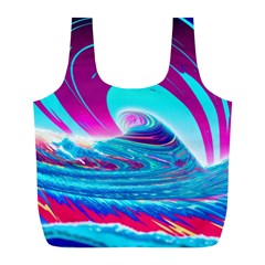 Tsunami Waves Ocean Sea Nautical Nature Water 3 Full Print Recycle Bag (l) by Jancukart