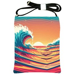 Waves Ocean Sea Tsunami Nautical 6 Shoulder Sling Bag by Jancukart