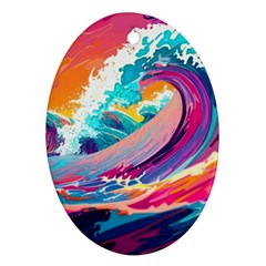 Tsunami Waves Ocean Sea Nautical Nature Water 2 Ornament (oval)