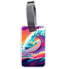 Tsunami Waves Ocean Sea Nautical Nature Water 2 Luggage Tag (one Side) by Jancukart