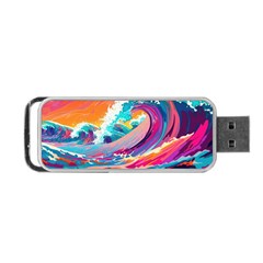 Tsunami Waves Ocean Sea Nautical Nature Water 2 Portable Usb Flash (one Side) by Jancukart