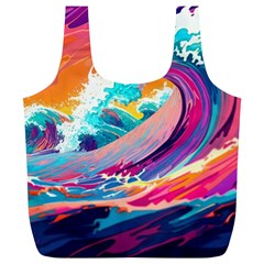 Tsunami Waves Ocean Sea Nautical Nature Water 2 Full Print Recycle Bag (xl) by Jancukart