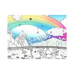 Rainbow Fun Cute Minimal Doodle Drawing 2 Premium Plush Fleece Blanket (mini) by Jancukart