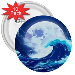 Waves Ocean Sea Tsunami Nautical 7 3  Buttons (10 Pack)  by Jancukart
