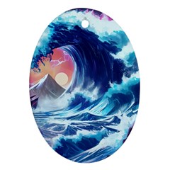 Storm Tsunami Waves Ocean Sea Nautical Nature Ornament (oval)