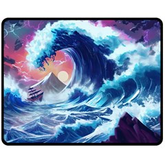 Storm Tsunami Waves Ocean Sea Nautical Nature Fleece Blanket (medium) by Jancukart