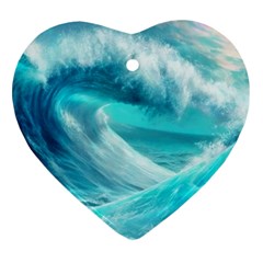 Tsunami Waves Ocean Sea Nautical Nature Water Tidal Ornament (heart)