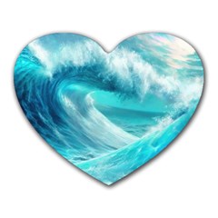 Tsunami Waves Ocean Sea Nautical Nature Water Tidal Heart Mousepad by Jancukart