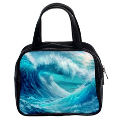 Tsunami Waves Ocean Sea Nautical Nature Water Tidal Classic Handbag (two Sides) by Jancukart