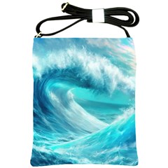 Tsunami Waves Ocean Sea Nautical Nature Water Tidal Shoulder Sling Bag by Jancukart