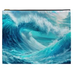 Tsunami Waves Ocean Sea Nautical Nature Water Tidal Cosmetic Bag (xxxl) by Jancukart