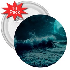 Waves Ocean Sea Tsunami Nautical 2 3  Buttons (10 Pack)  by Jancukart