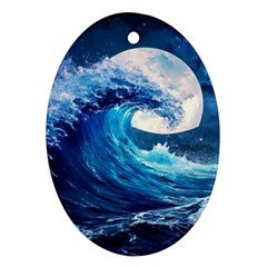 Tsunami Waves Ocean Sea Nautical Nature Water Moon Ornament (oval)